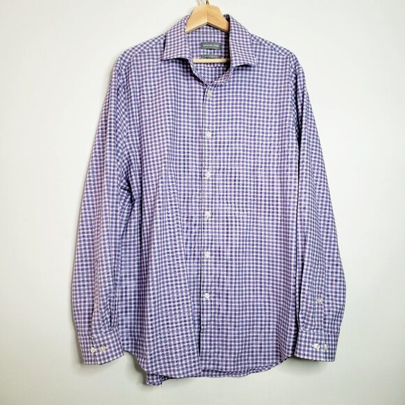 Michael Kors Checkered Slim Fit Stretch Casual Shirt XL - Picture 1 of 6